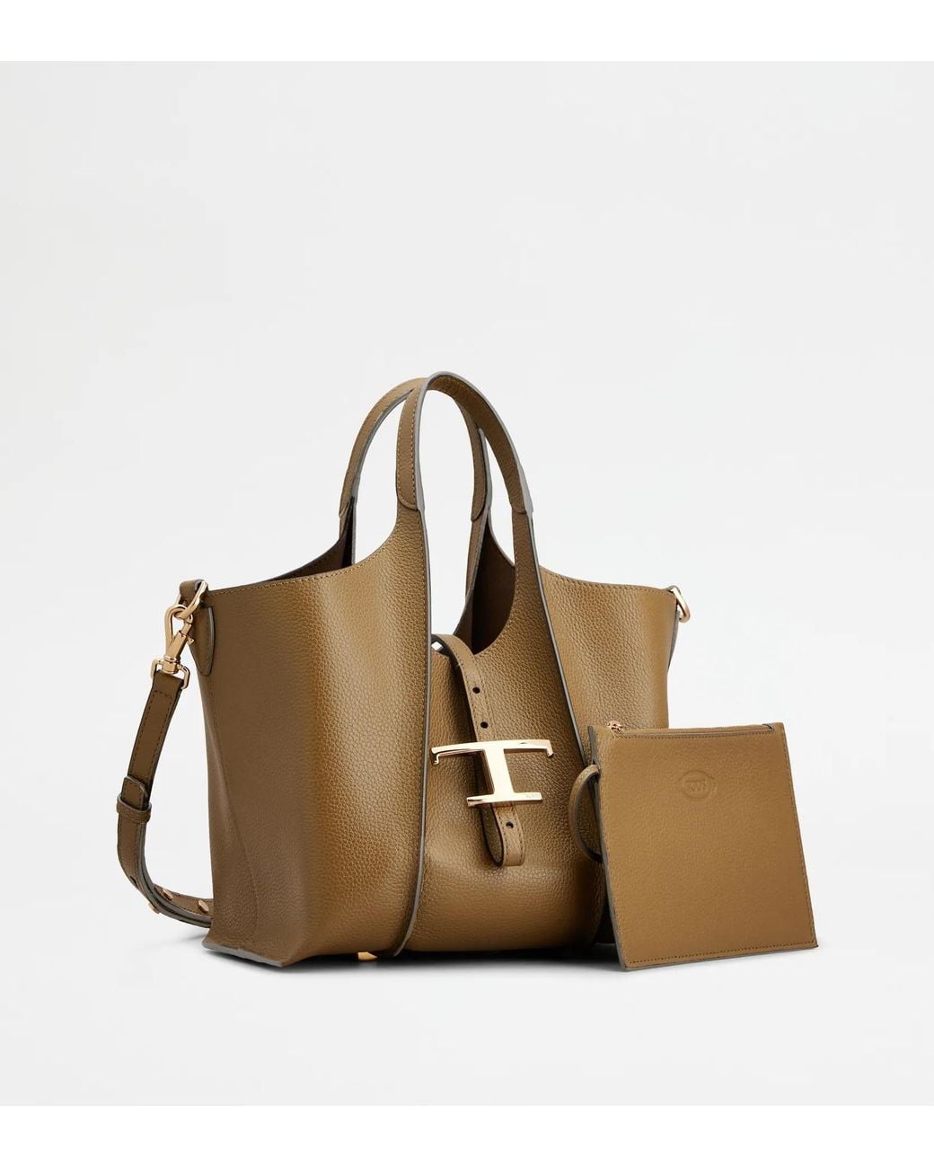 Tod's Brown T Timeless Mini Shopping Bag
