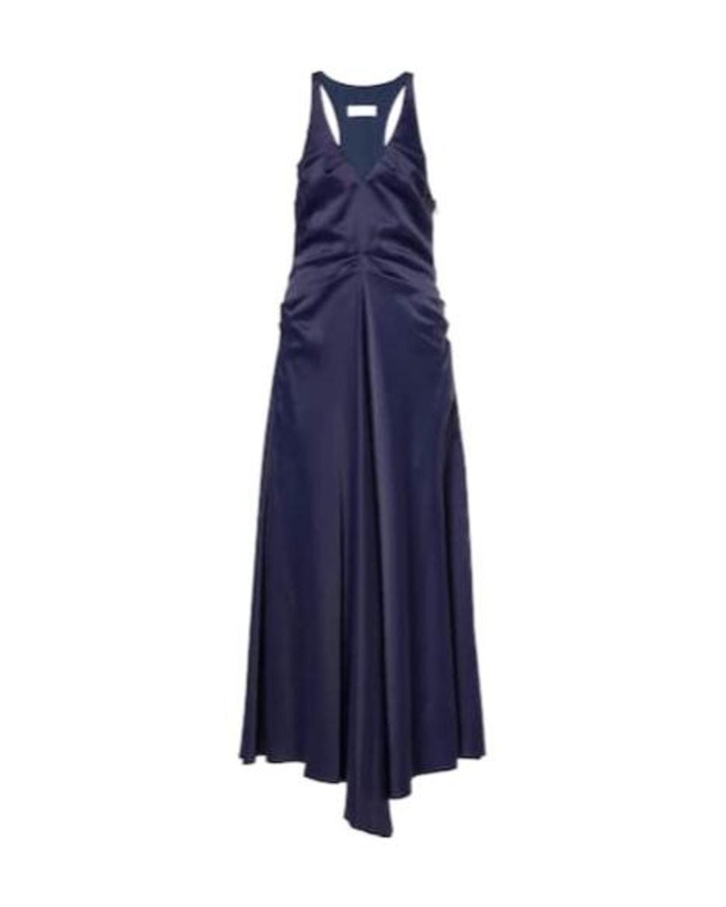 Victoria Beckham Blue Gathered Satin Maxi Dress