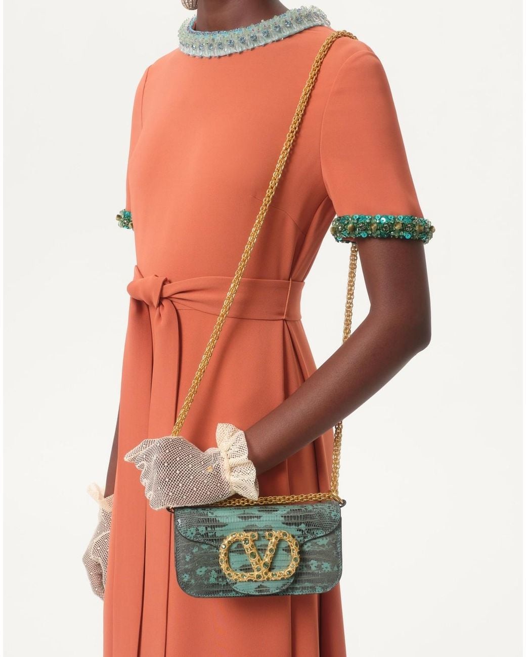 Valentino Orange Short Sleeve Dress
