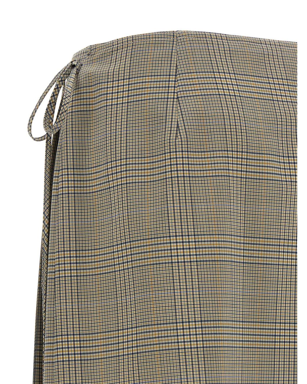 Marni Gray Checked Pleated Midi Skirt