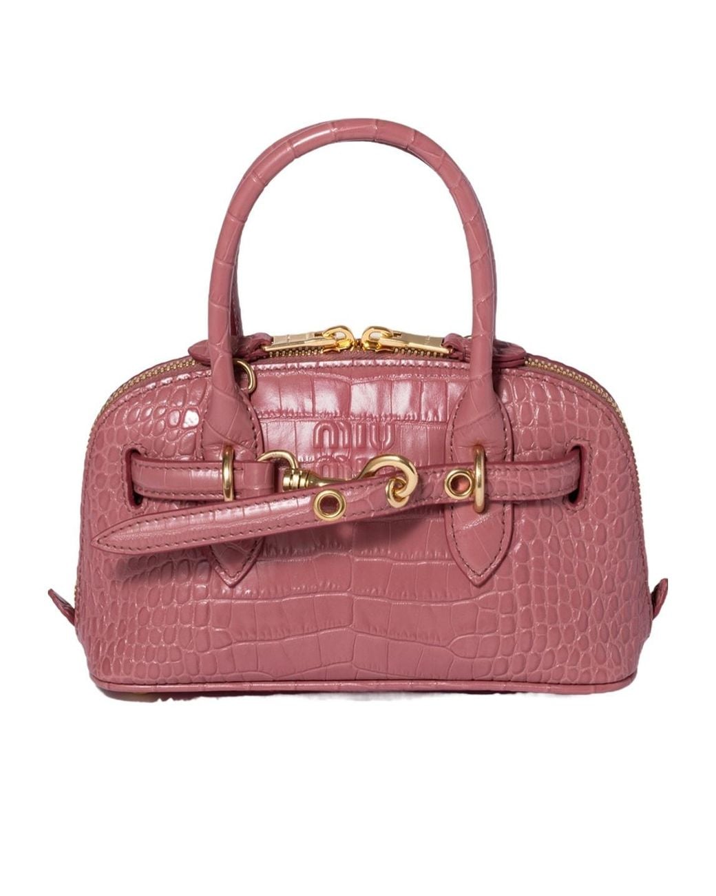Miu Miu Pink Aventure Crocodile Embossed Calfskin Mini-Bag