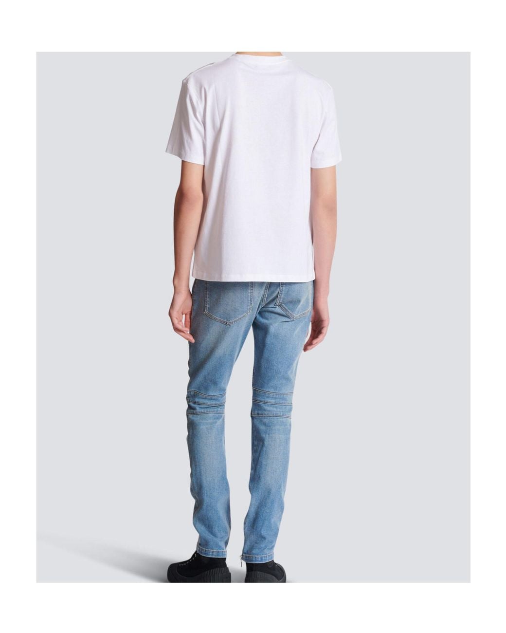 Balmain White Small Stamp Printed T-Shirt for men