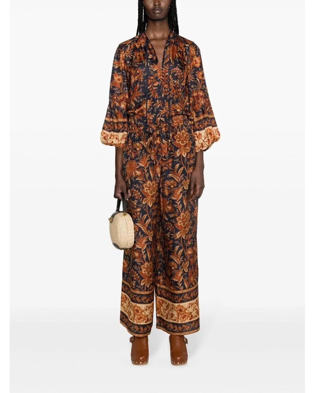 Zimmermann Brown Drawstring Waistband Relaxed Pants With Elasticated Cuffs