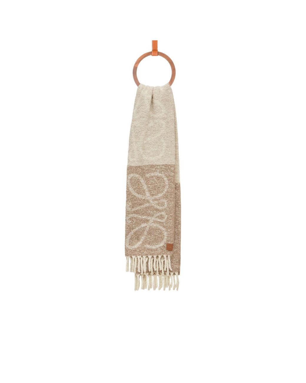 Loewe White Anagram Fringed Scarf