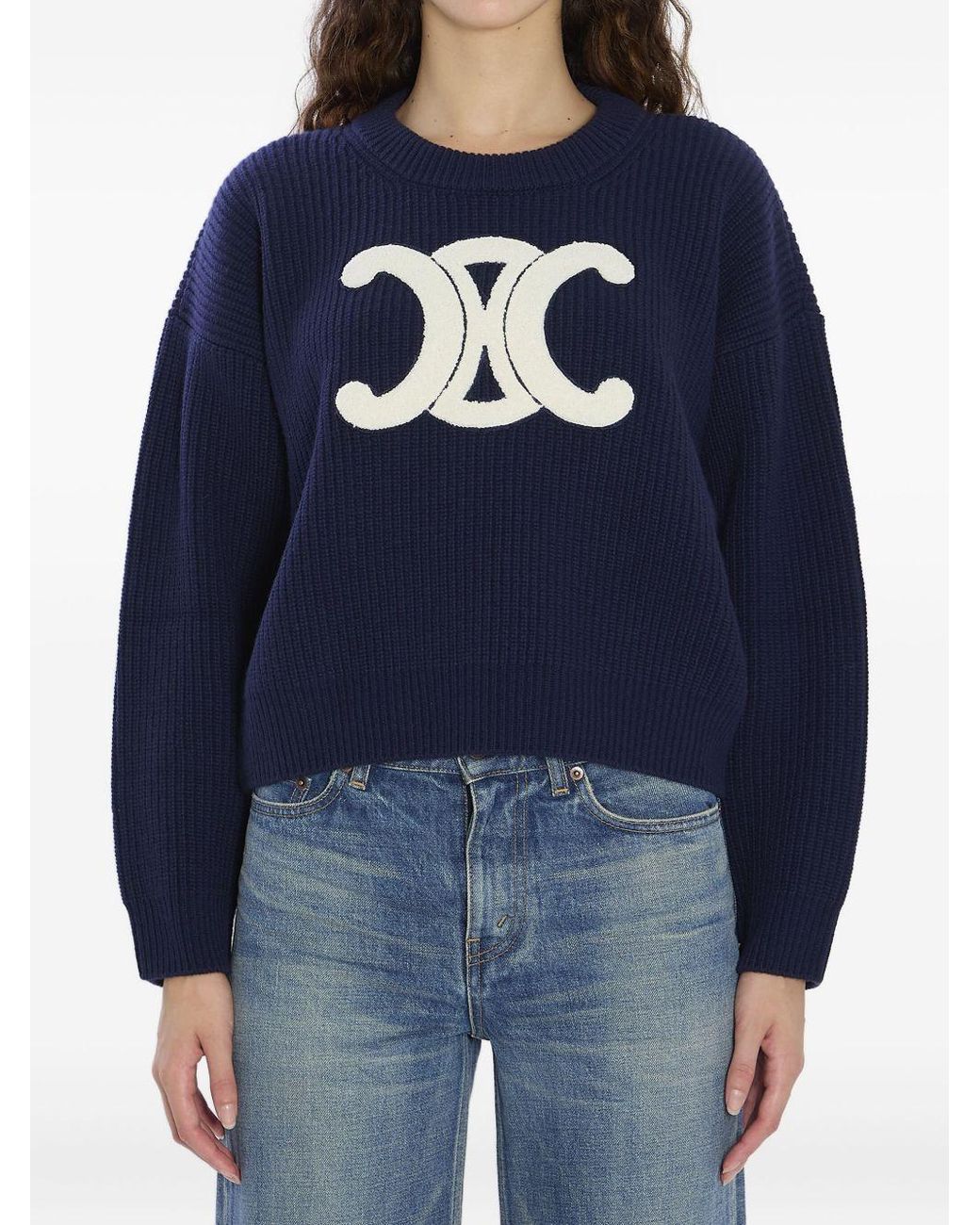 Céline Blue Crew Neck Sweater
