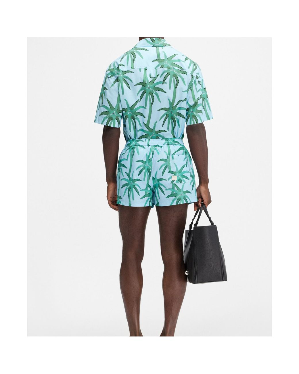 Jacquemus Green Floral-Printed Thigh-Length Shorts for men