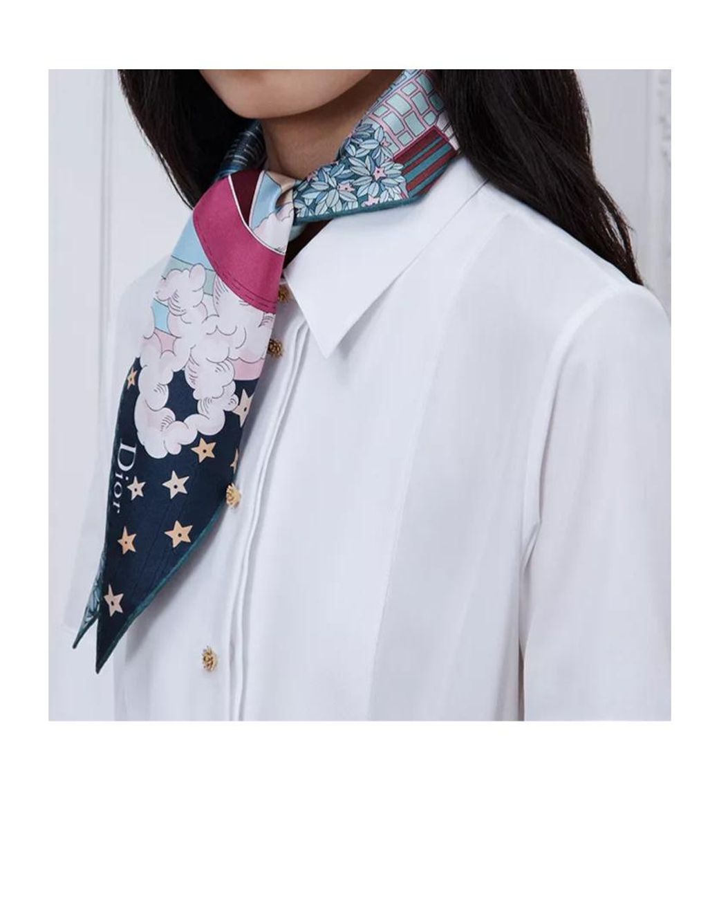 Dior Blue Pointed Silk Scarf