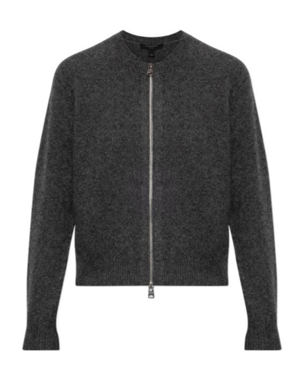 AllSaints Black Front Zip-Up Cardigan