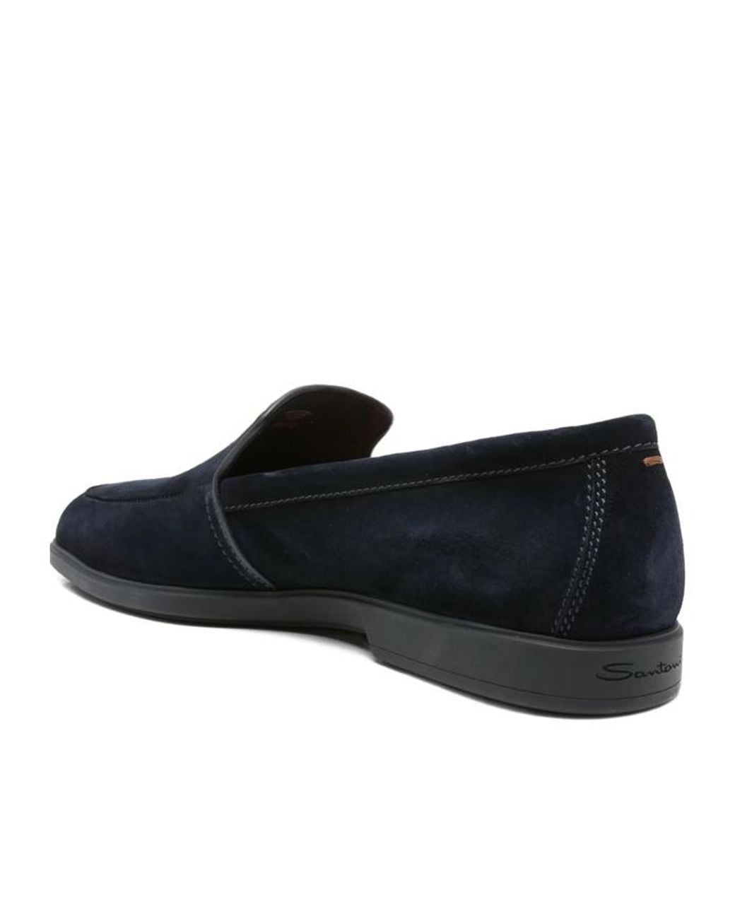 Santoni Blue Round Toe Slip-On Loafers for men