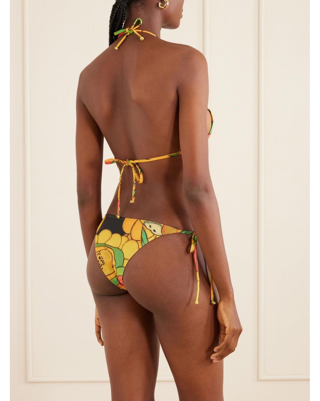 Donde Esteban Metallic Frutas Printed Triangle Bikini