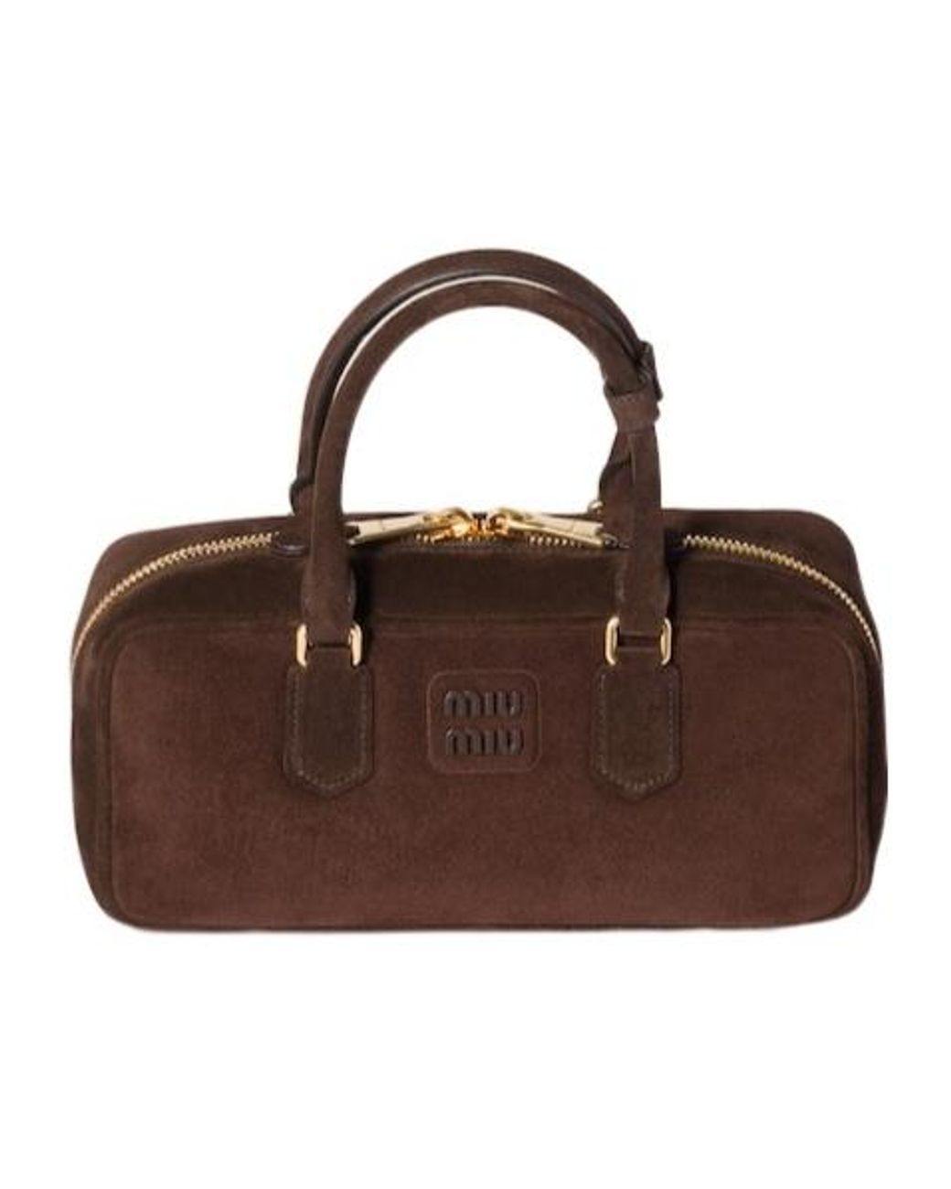 Miu Miu Brown Arcadie Logo Embossed Tote Bag