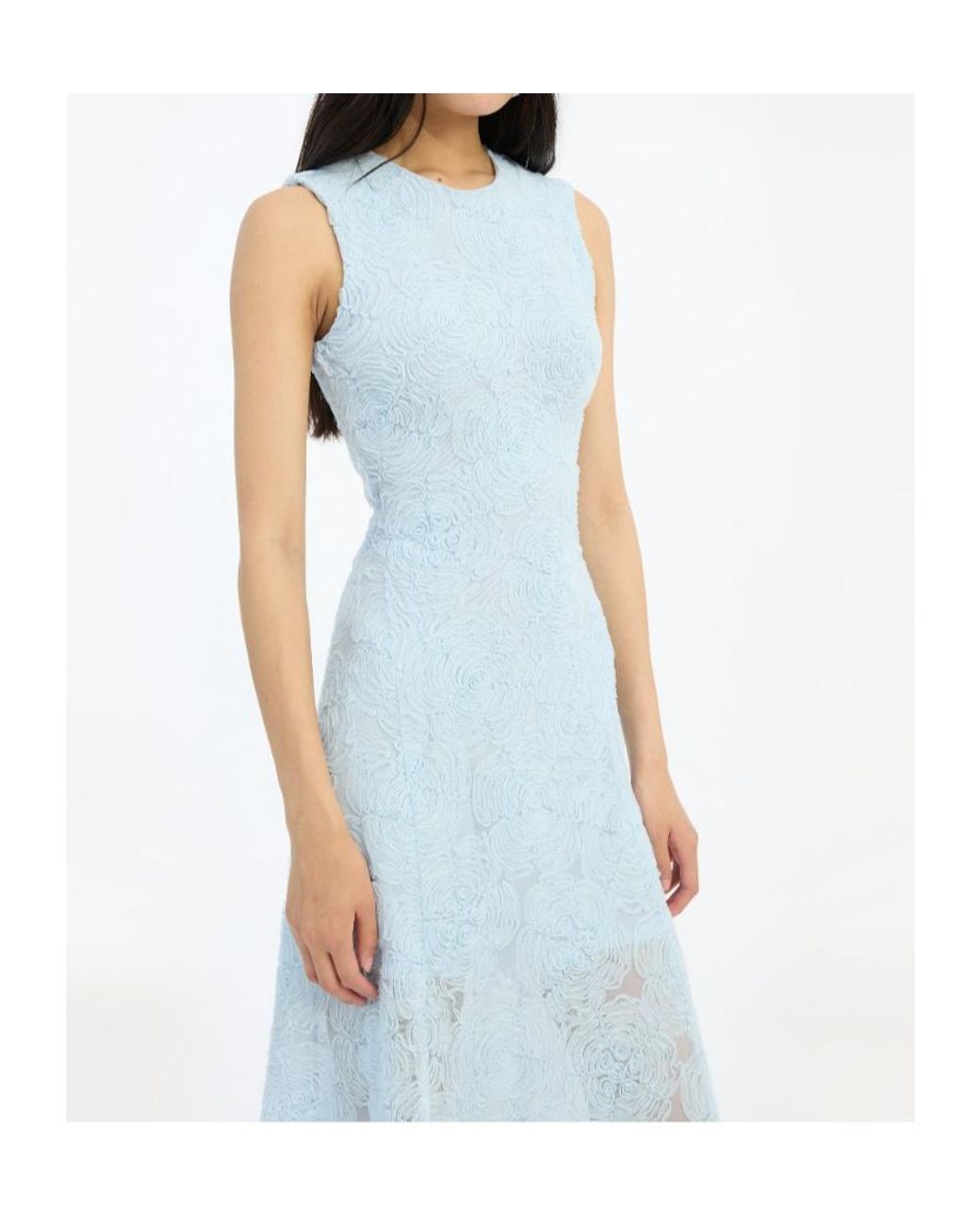 ROTATE BIRGER CHRISTENSEN Blue Floral Mesh Maxi Dress