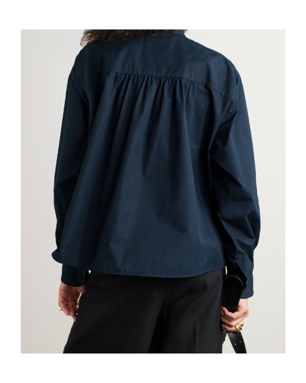 Jil Sander Blue Pleated Long-Sleeve Shirt