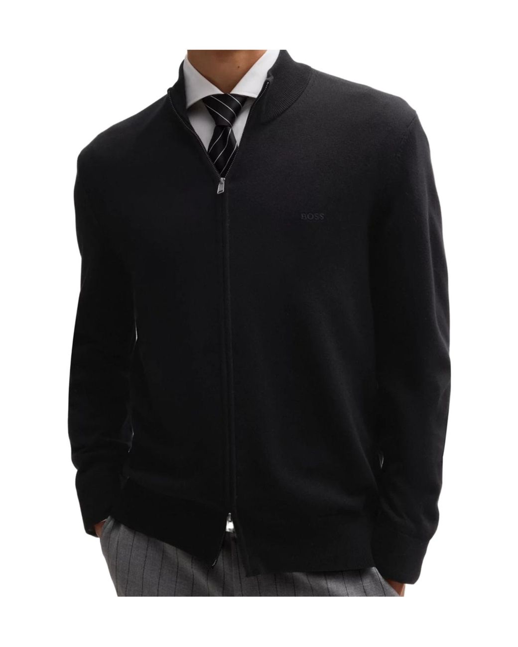 Boss Black Boss Knitted Zip-Up Cardigan for men