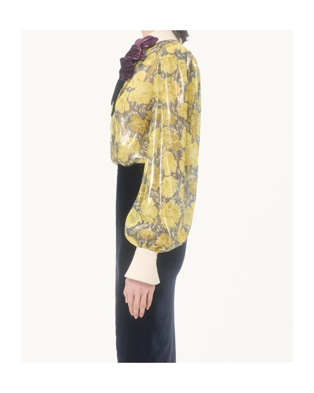 Valentino Yellow Floral Printed Long Sleeved Shirt