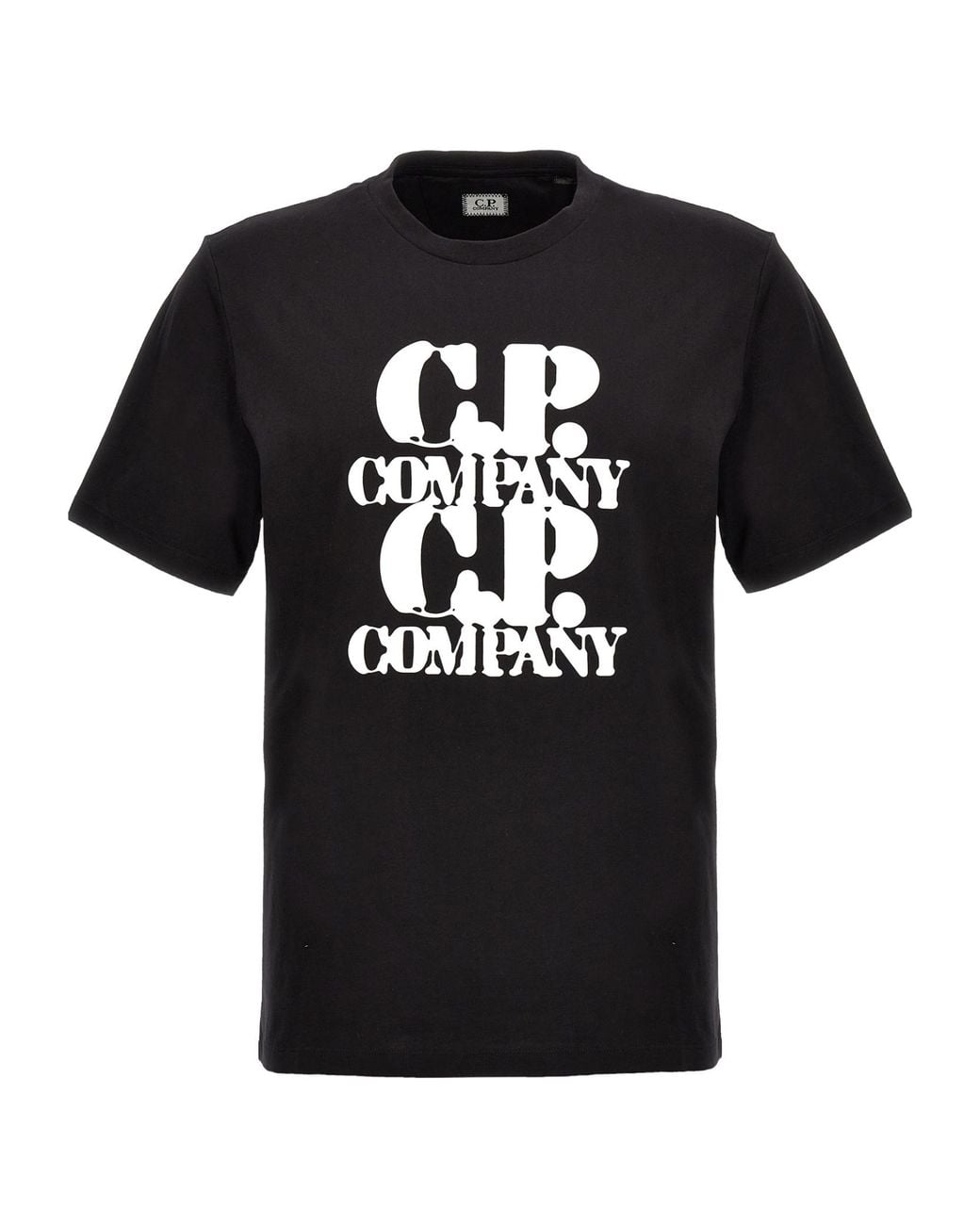 C P Company Black Logo-Print Cotton T-Shirt for men