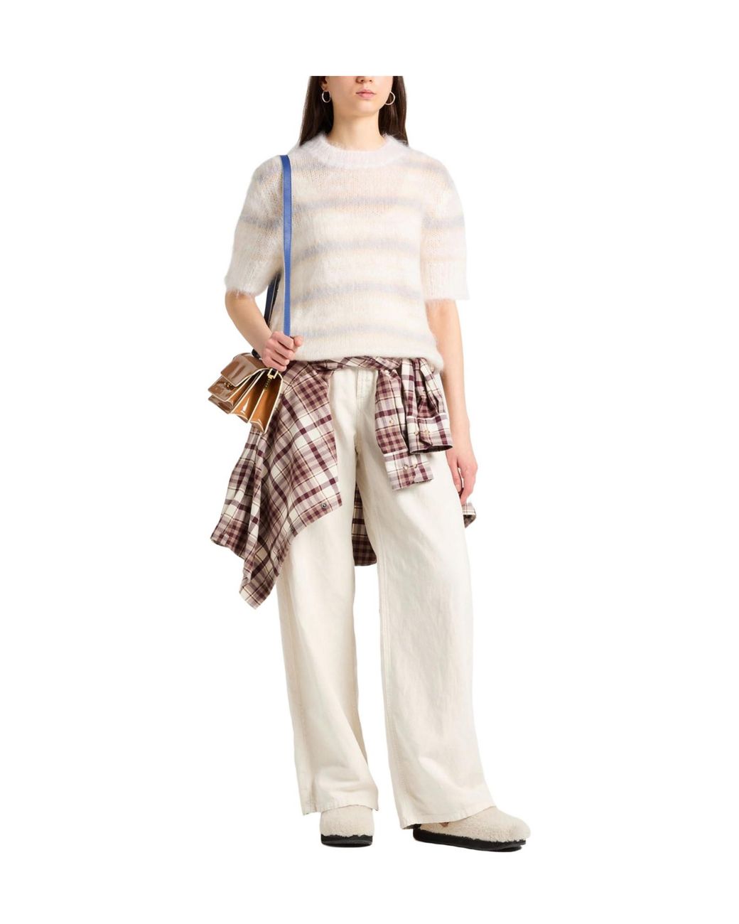 Marni White Stripedknitted Jumpers