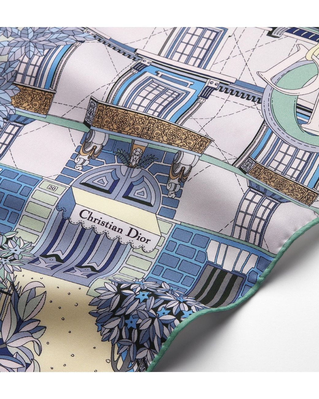 Dior Blue Pointed Silk Scarf