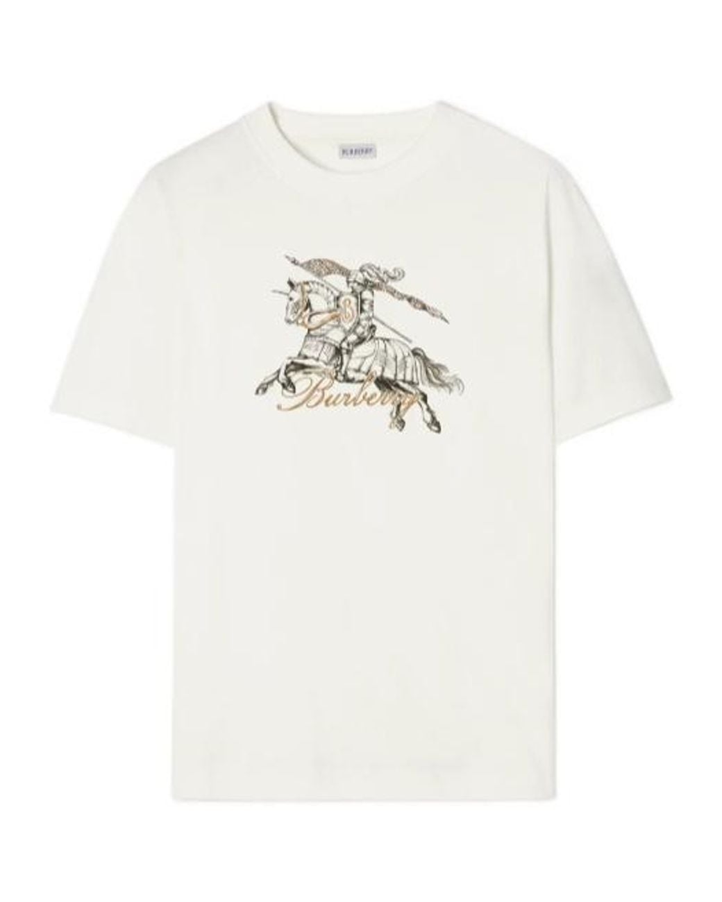Burberry White Etched Knight Crewneck T-Shirt for men