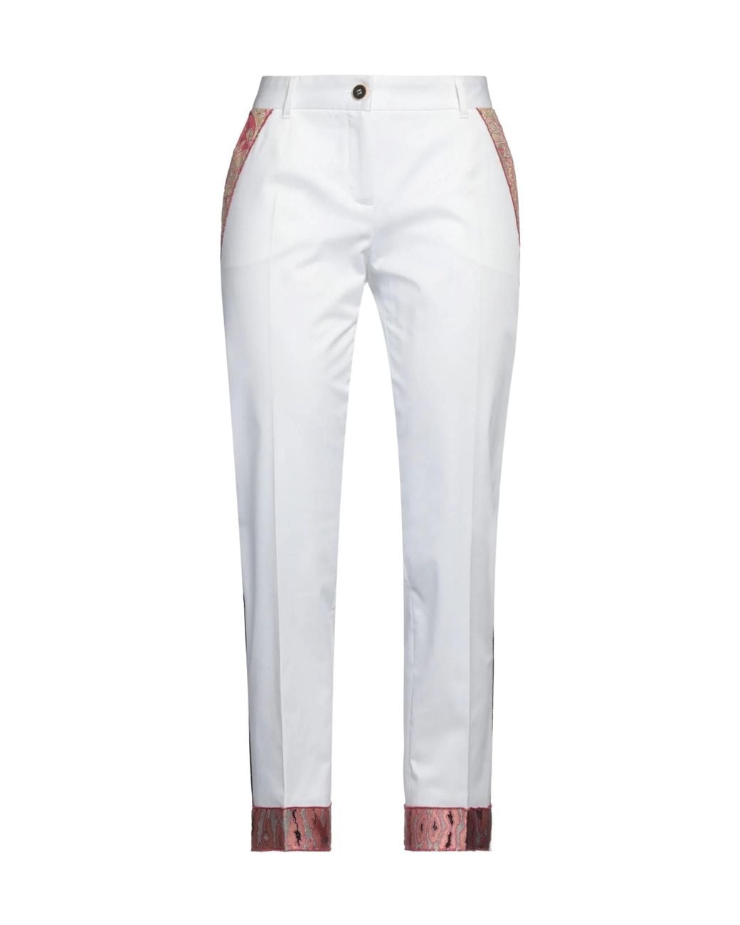 Dolce & Gabbana White Solid Color Side Stripe Casual Pants