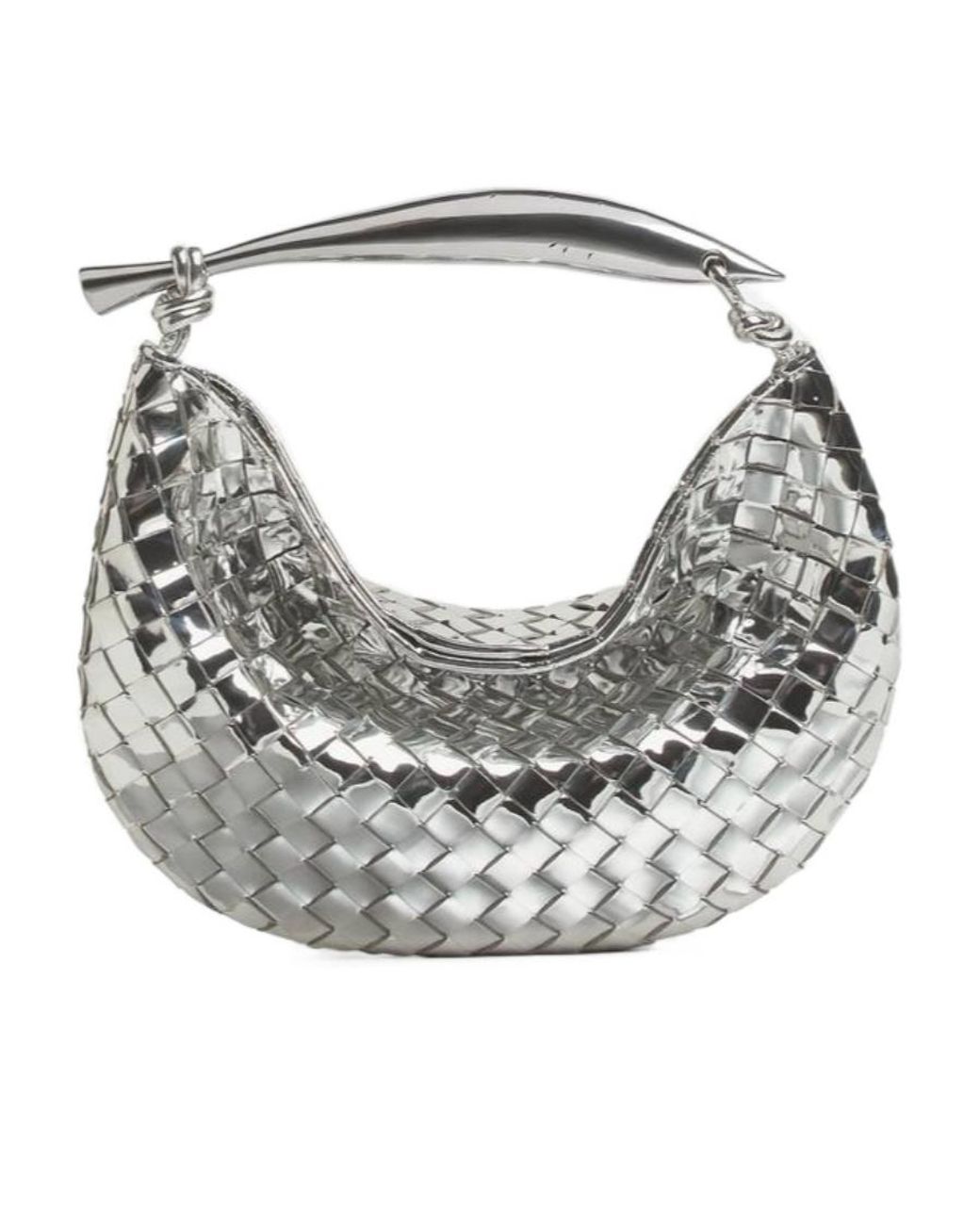 Bottega Veneta Gray Woven Detail Small Handbag