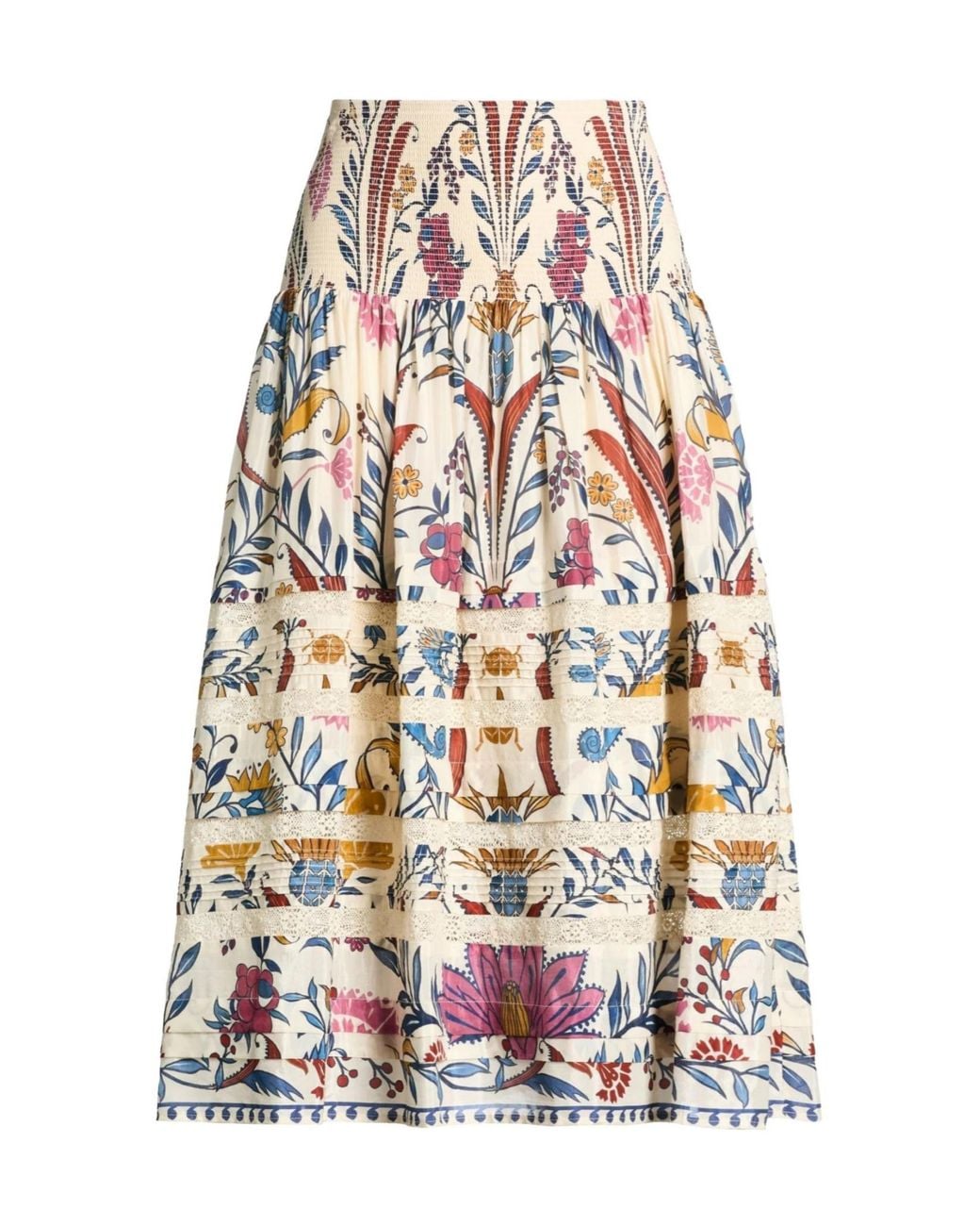 Farm Rio White Floral Trumpet Skirt