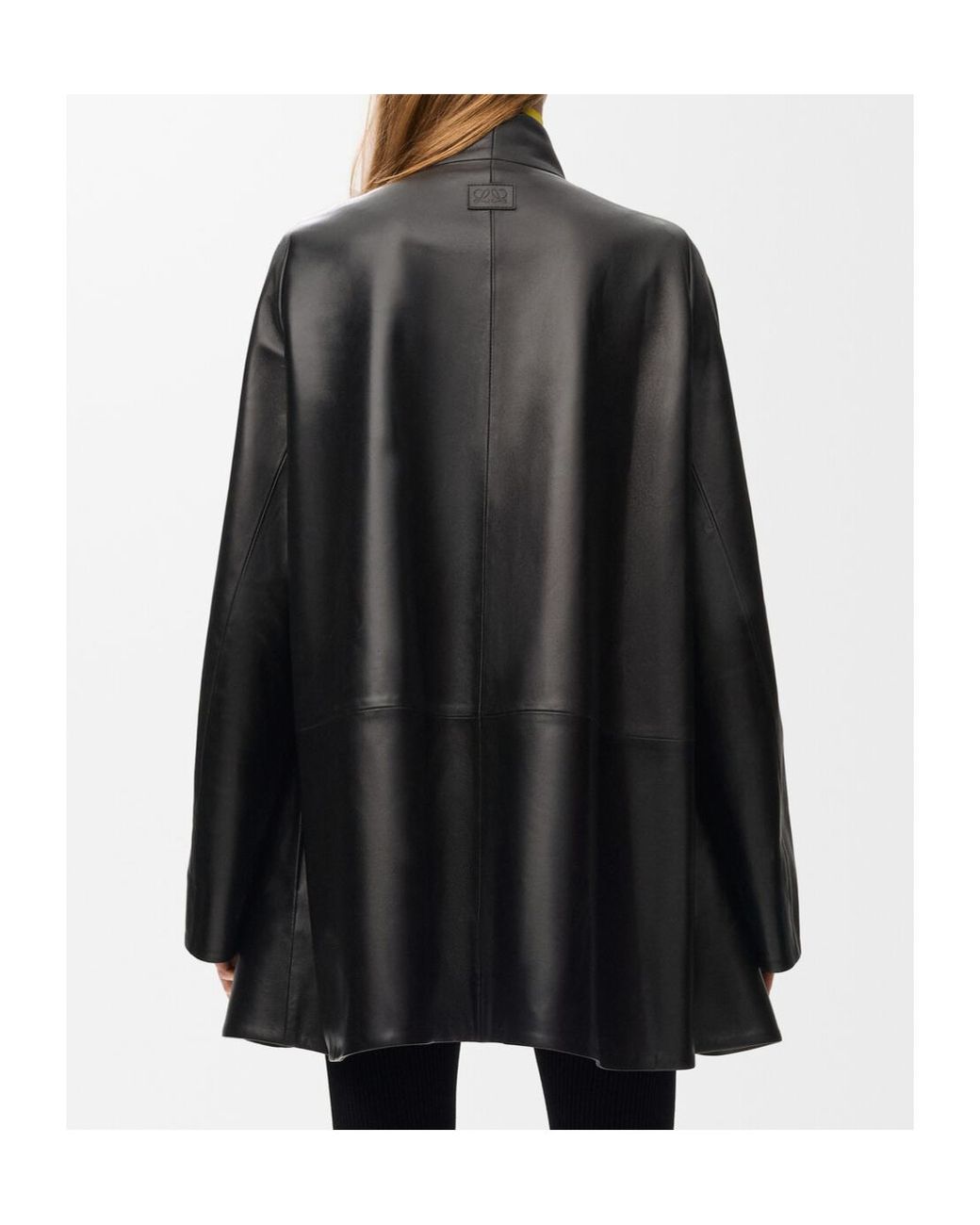 Loewe Black Peplum Leather Coat