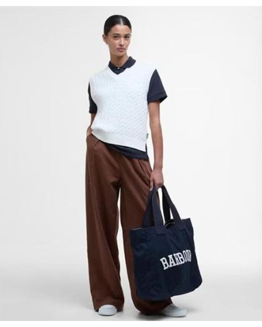 Barbour White Hartland Sweater Vest