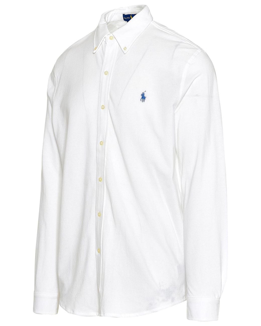 Ralph Lauren White Polo Pony Embroidered Buttoned Shirt for men