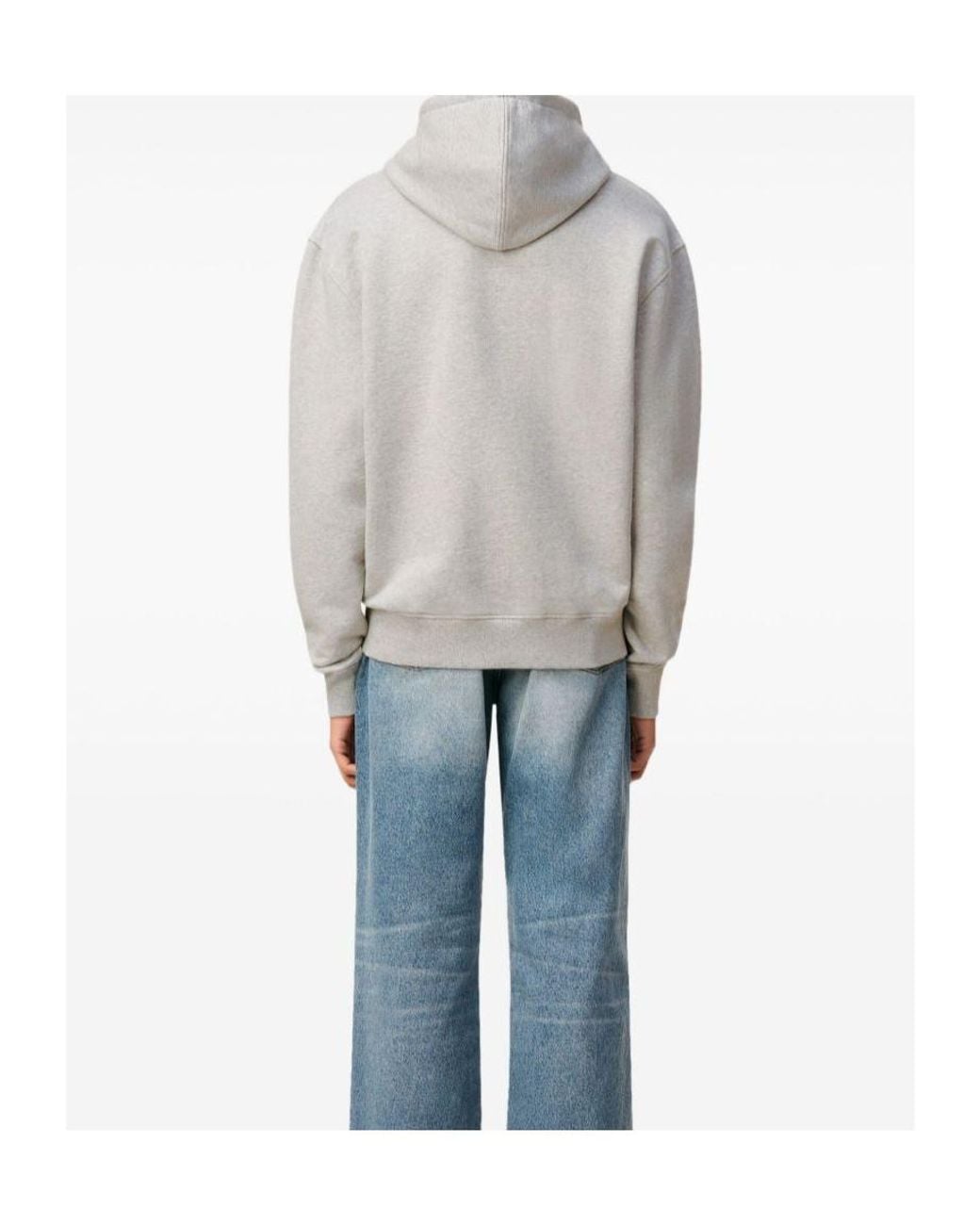 AMI Gray Light Hoodie With Engraved Eyelets