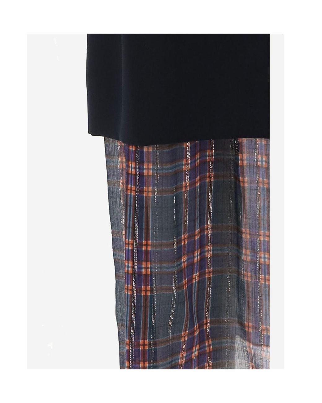 Dries Van Noten Blue Midi Skirt With Check Insert