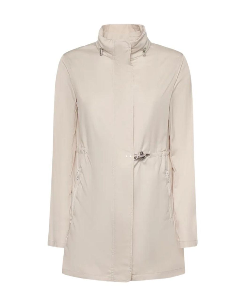 Fay White High Neck Technical Coat