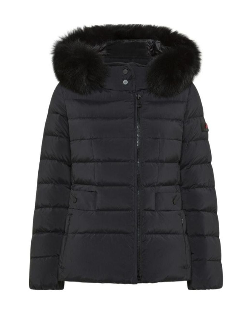 Peuterey Black Turmalet Fur-Trimmed Coat