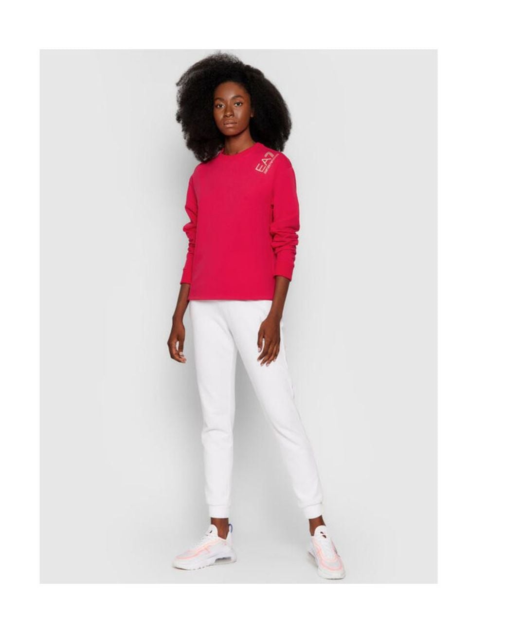 EA7 Red Logo Details Pullover Hoodie