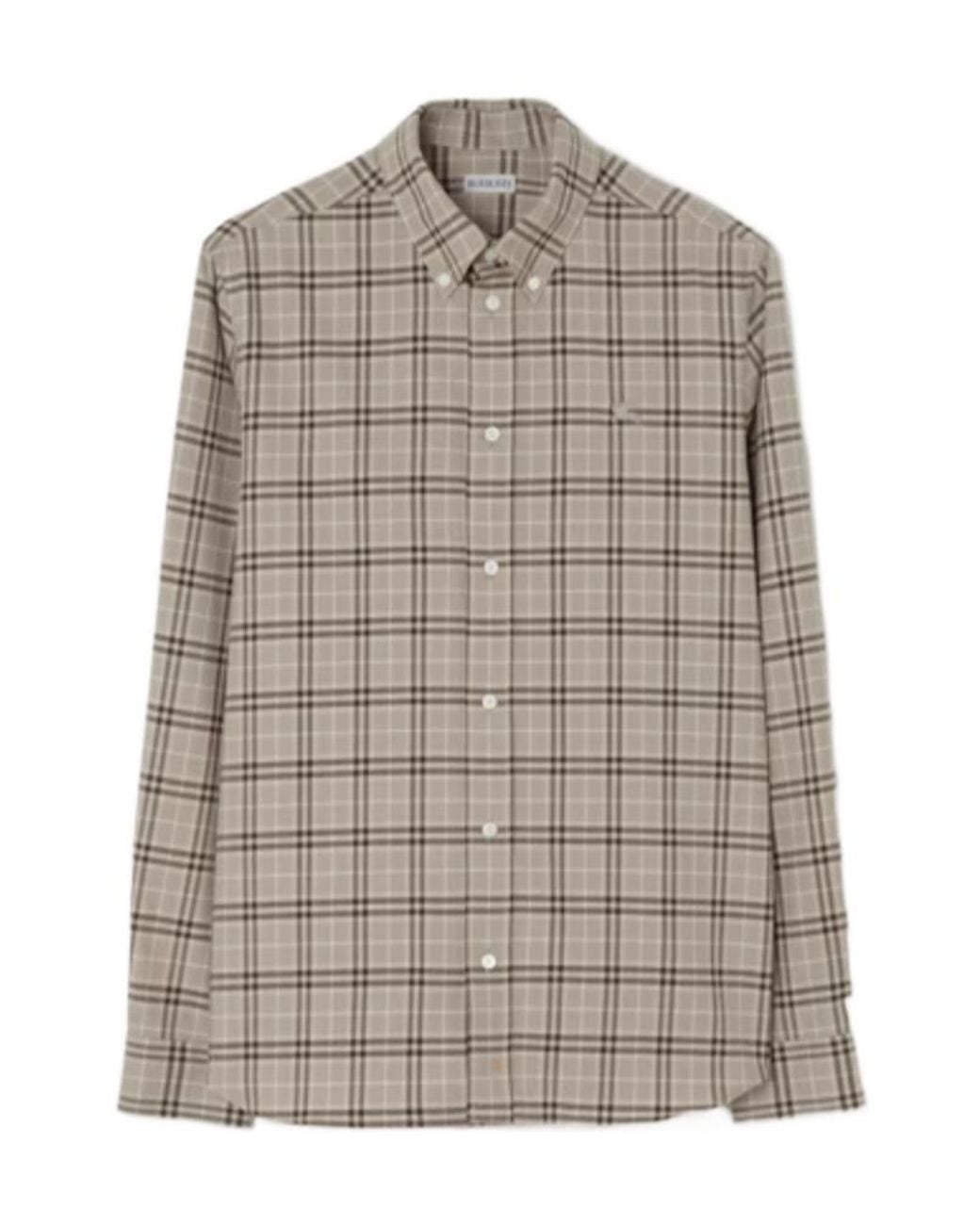 Burberry Gray Check Wool Flannel Overshirt for men