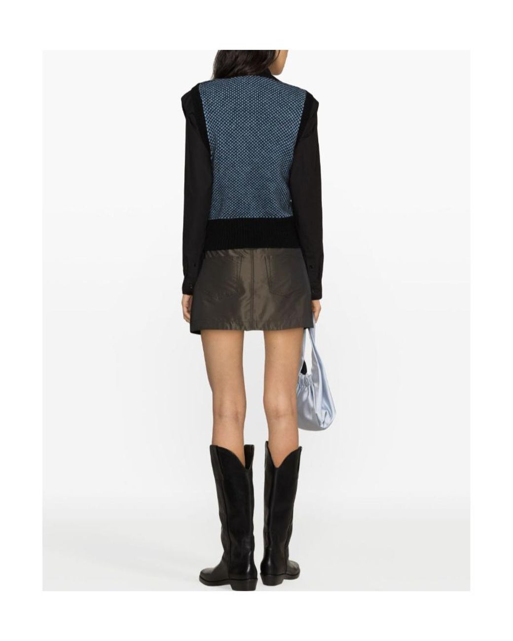 Ganni Blue Logo-Embroidered Knit Vest