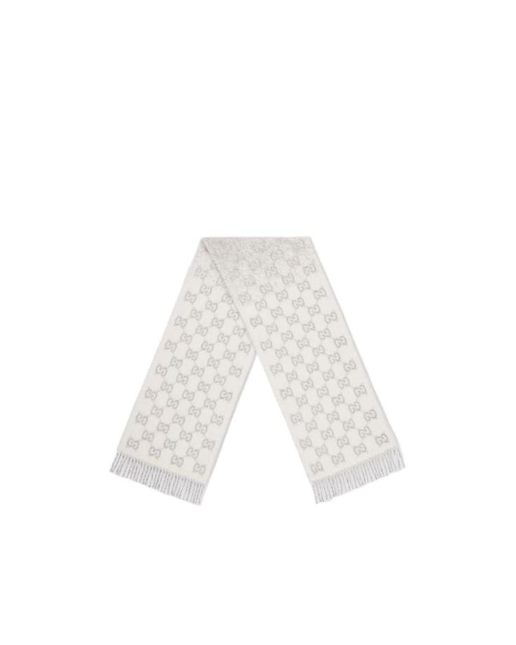 Gucci White Gg Alpaca Wool Blend Scarf