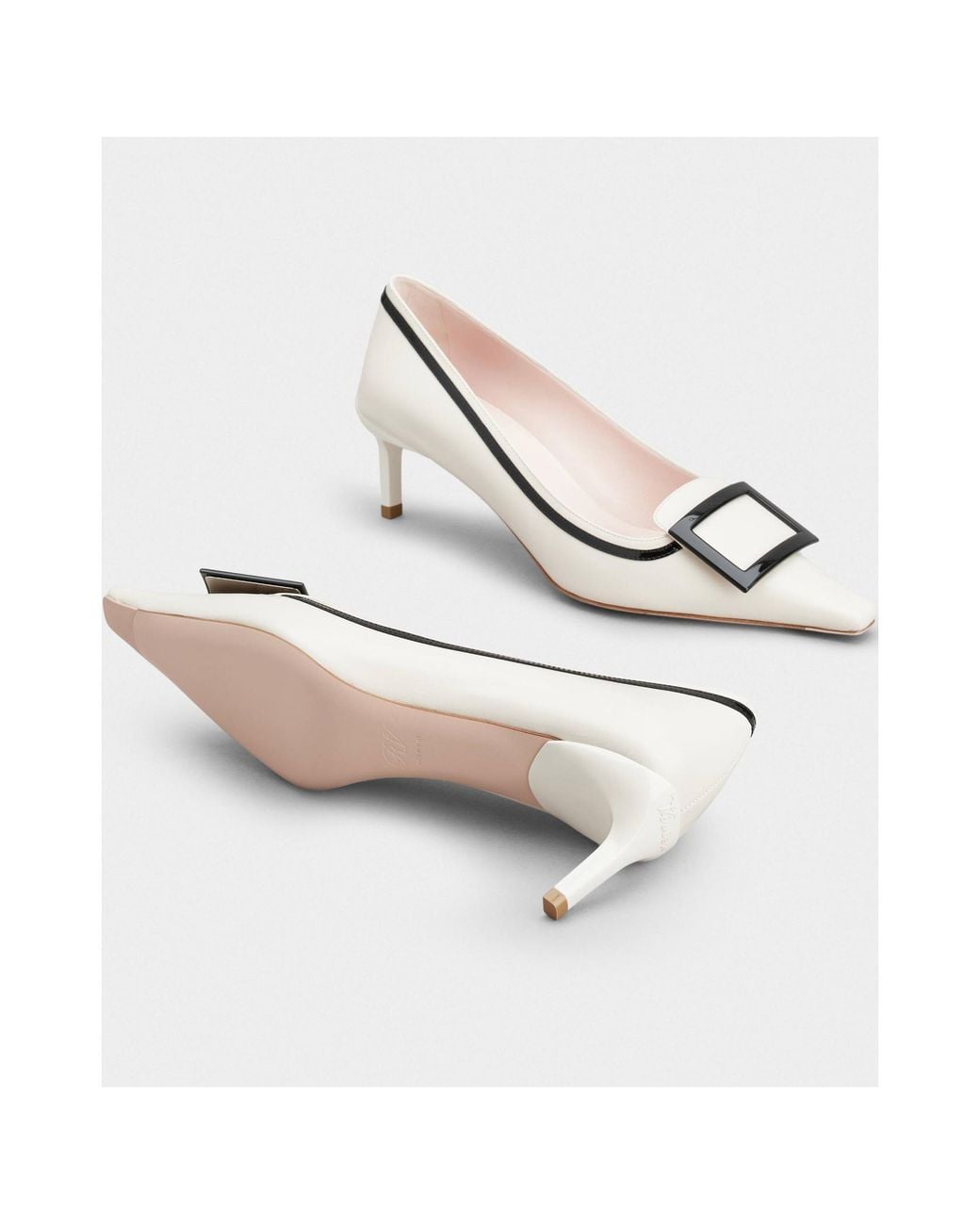 Roger Vivier White Viv Canard Leather Pumps