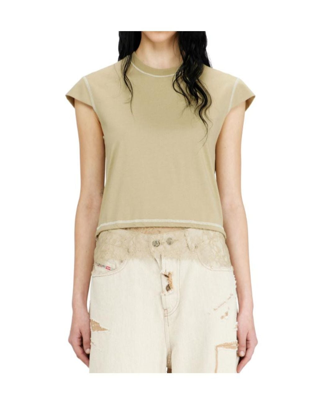 DIESEL Natural T-Luna Lace-Trim Top