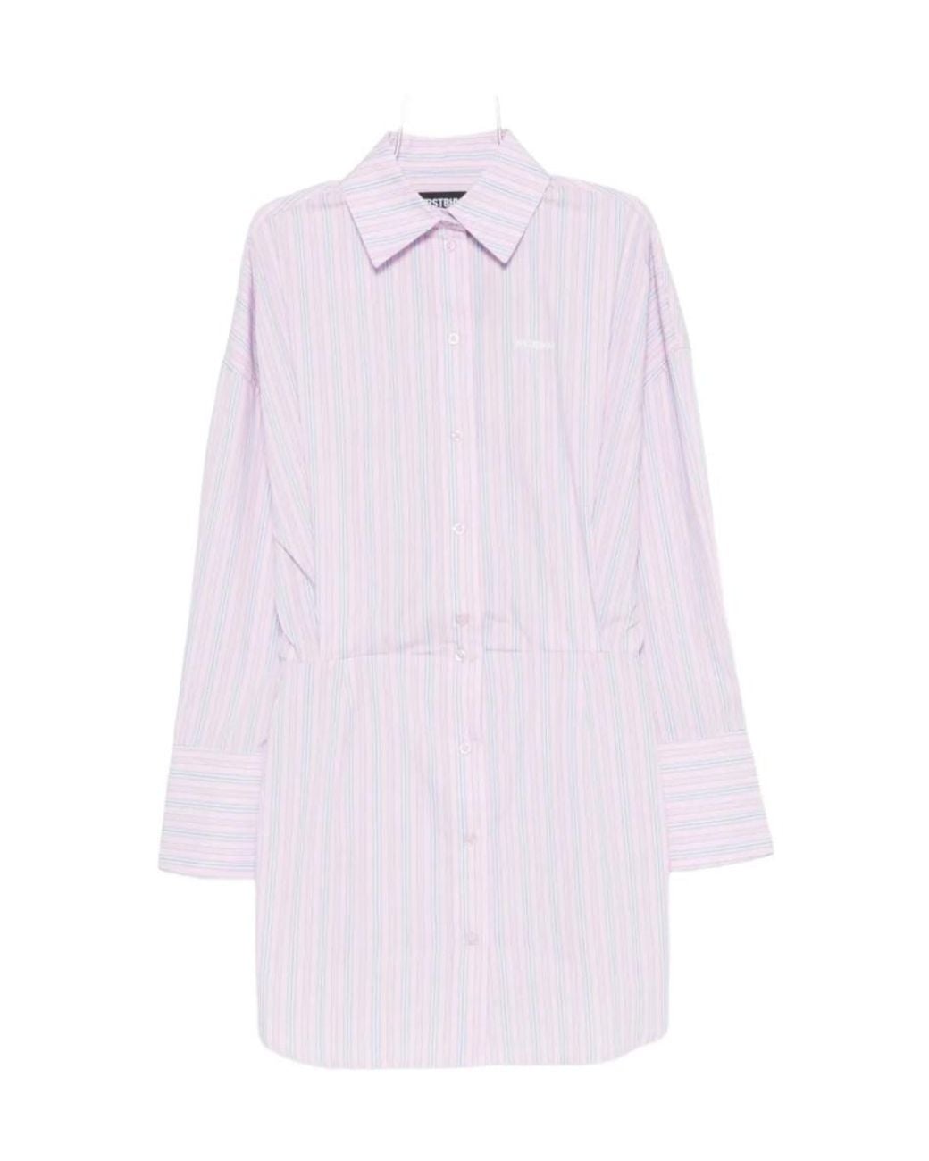 WRSTBHVR White Striped Button-Down Mini Dress
