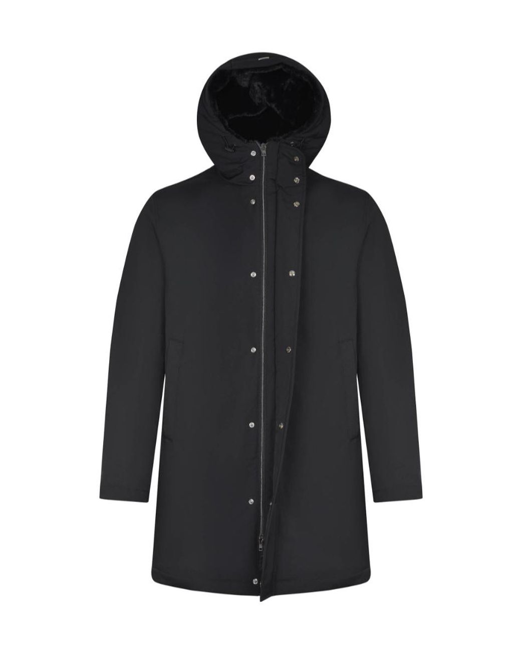 Herno Gray Light Faux Fur Hooded Long Parka for men