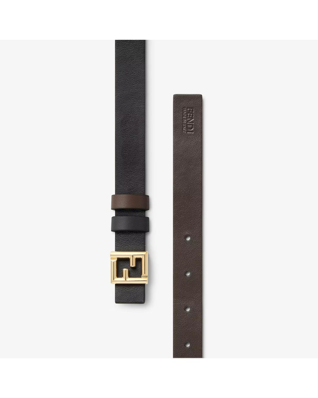 Fendi White Ff Buckle Reversible Belt