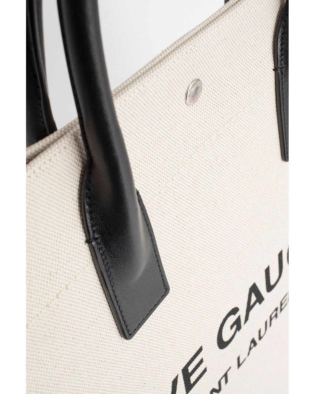 Saint Laurent White Logo Printed Top Handle Bag for men