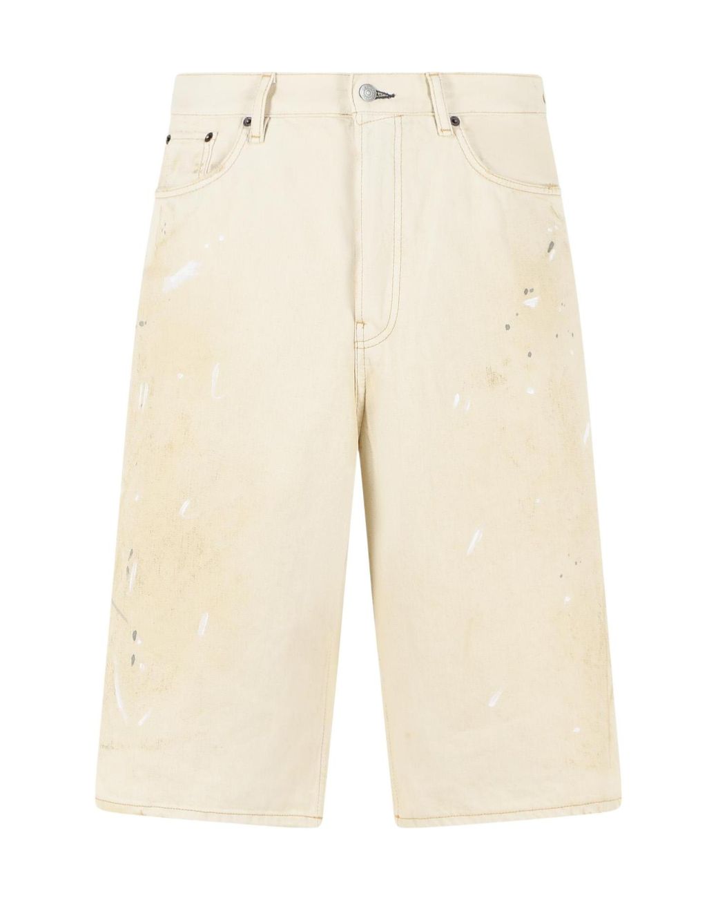 Acne Natural Distressed Patch Shorts for men