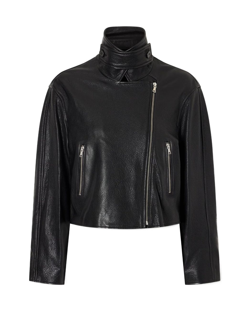 Nour Hammour Black Varda Textured-Leather Jacket