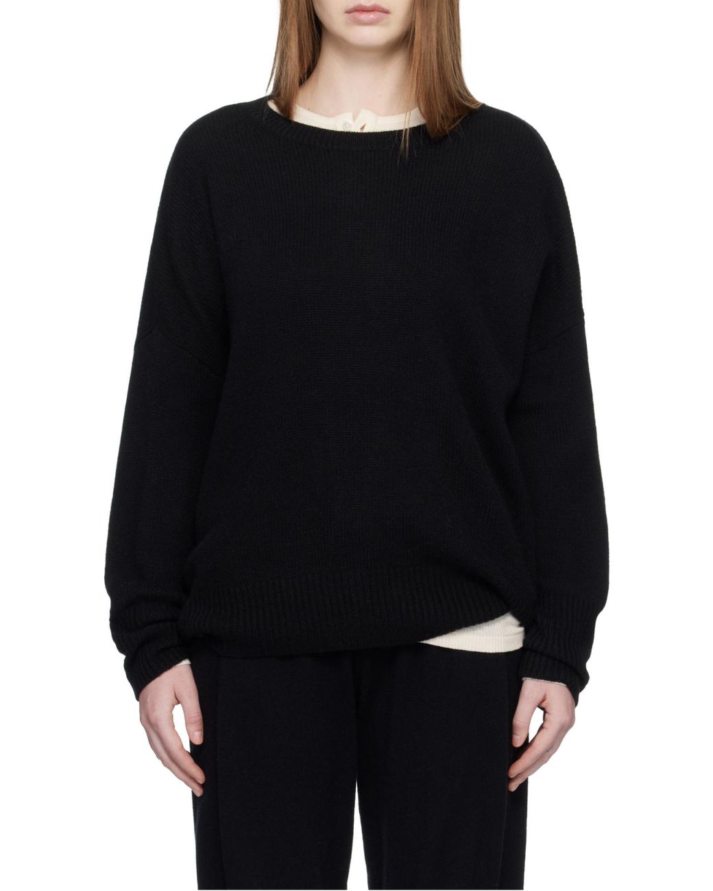 Lisa Yang Black Mila Crew Neck Knitted Sweater