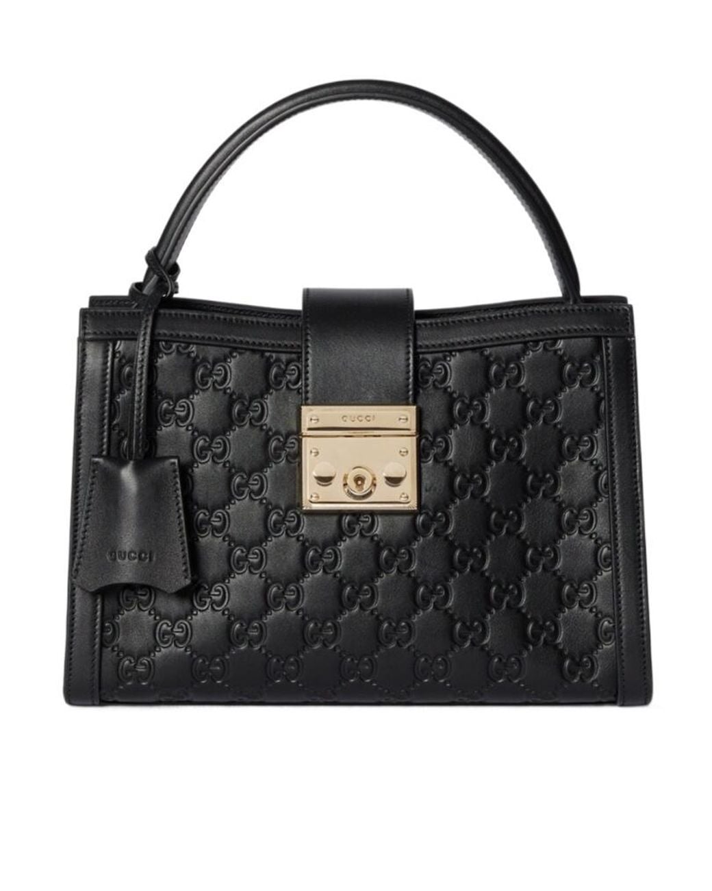 Gucci Black Padlock Medium Top Handle Bag