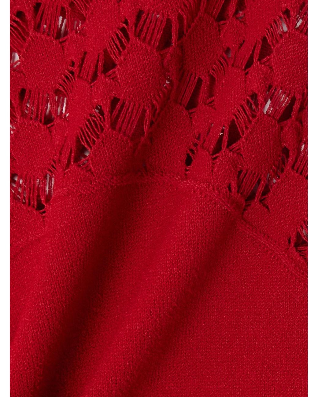 Lanvin Red Paneled Knitted Midi Dress