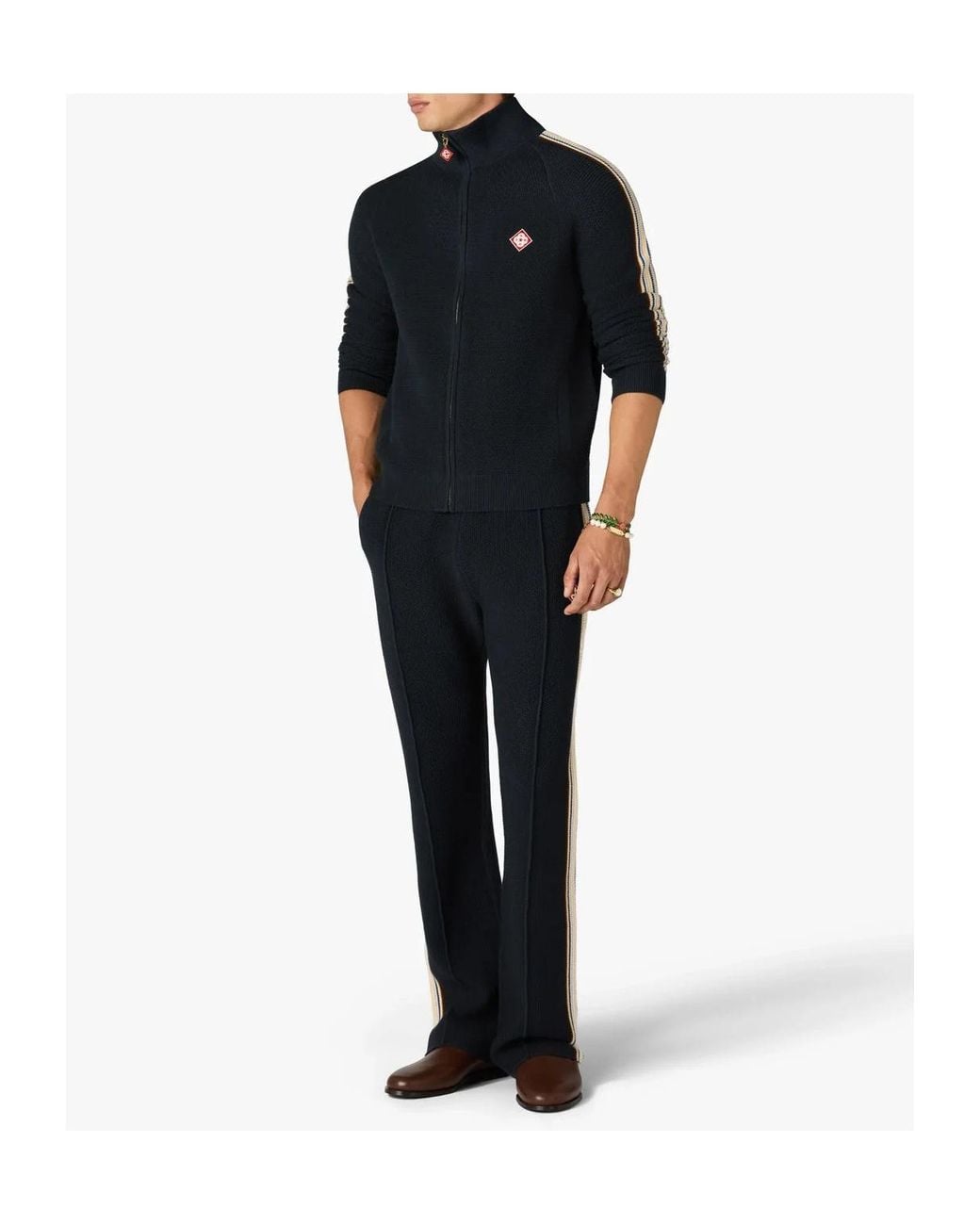 Casablanca Black Logo Patch Zip-Up Jacket for men