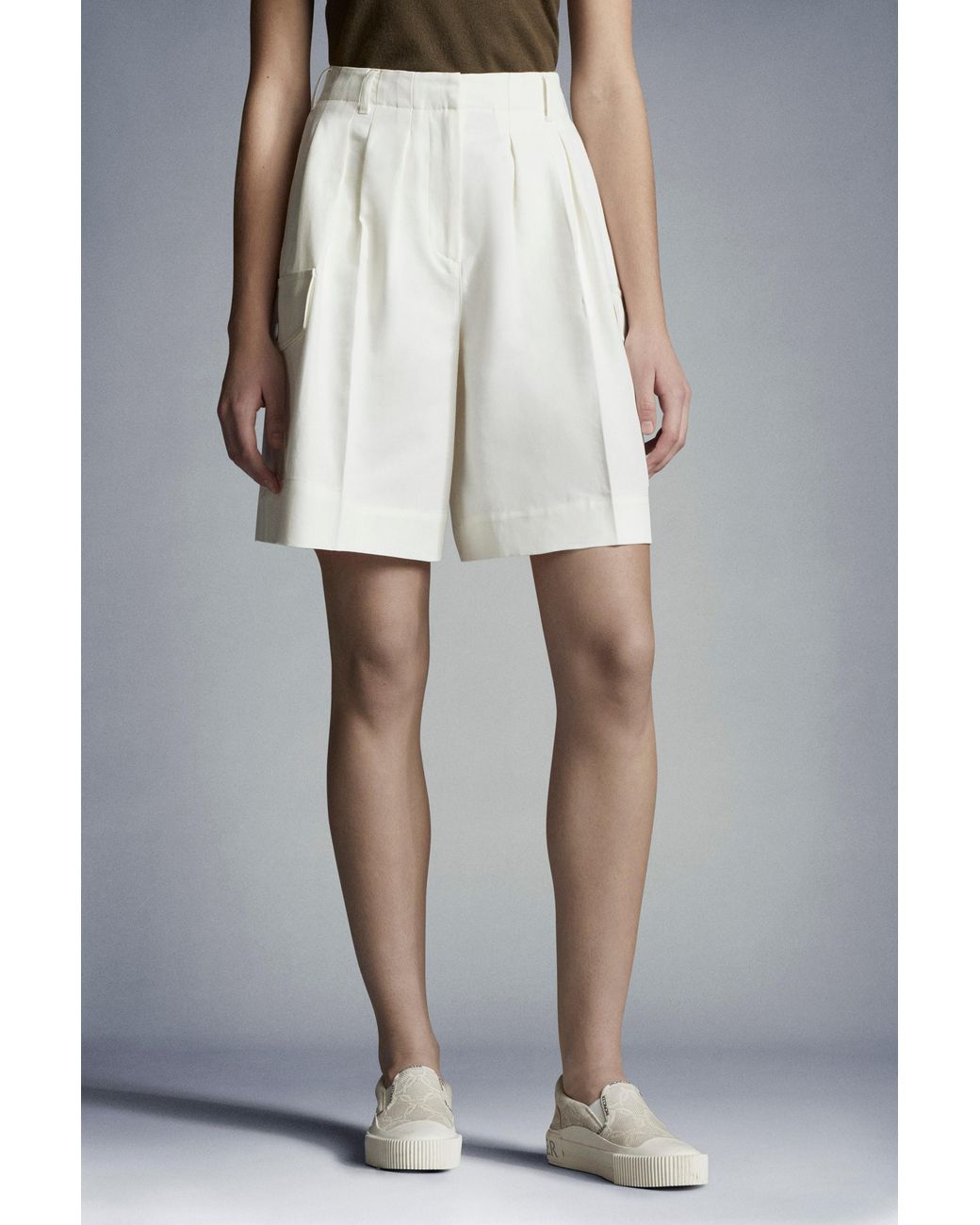 Moncler White Flap Pocket Shorts